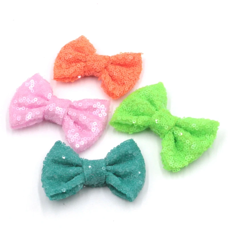 

10pcs/lot 38 colors 3" Mini Hair Bow Glitter Messy Sequin Bow For Girls And Kids Headband Hair Bow Hair Clips Hair Accessories