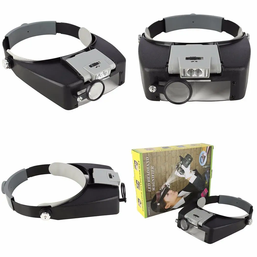 1.5x 3x 8.5x 10x Adjustable 4 Lens Loupe LED Light Headband Magnifying Glass Magnifier Tool With | Инструменты