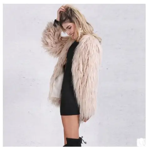 

S/9Xl Womens Large Size Imitation Fur Coat Long Section Solid Color Female Man-Made Fur Jackets Casual Faux Fur Coat Casaco C38