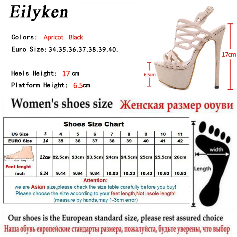 Eilyken/Новинка 2021 года Черные женские модные босоножки на платформе Пикантные