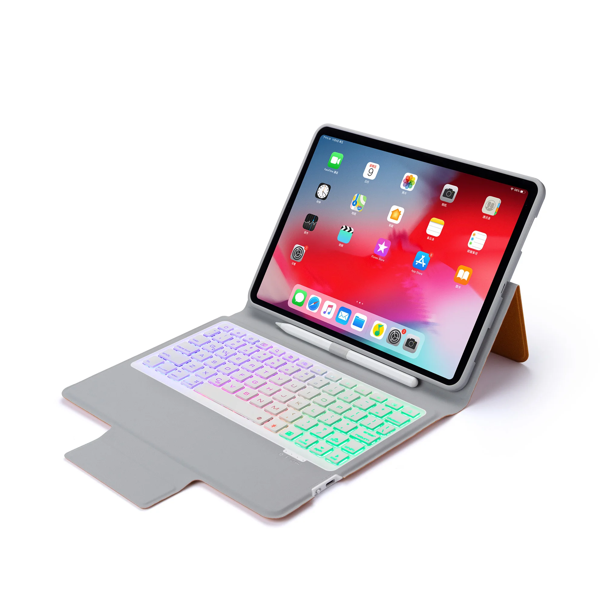 Кожаный чехол с беспроводной клавиатурой Bluetooth для iPad Pro 11 дюймов 2018 цветной