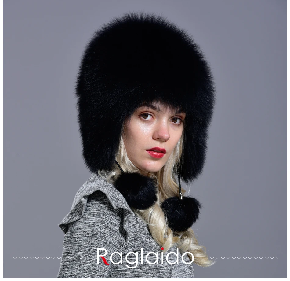 Raglaido, шапки из лисьего меха для женщин, зимние теплые шапки из натурального меха, шапки-ушанки ручной работы, модная шапка-ушанка