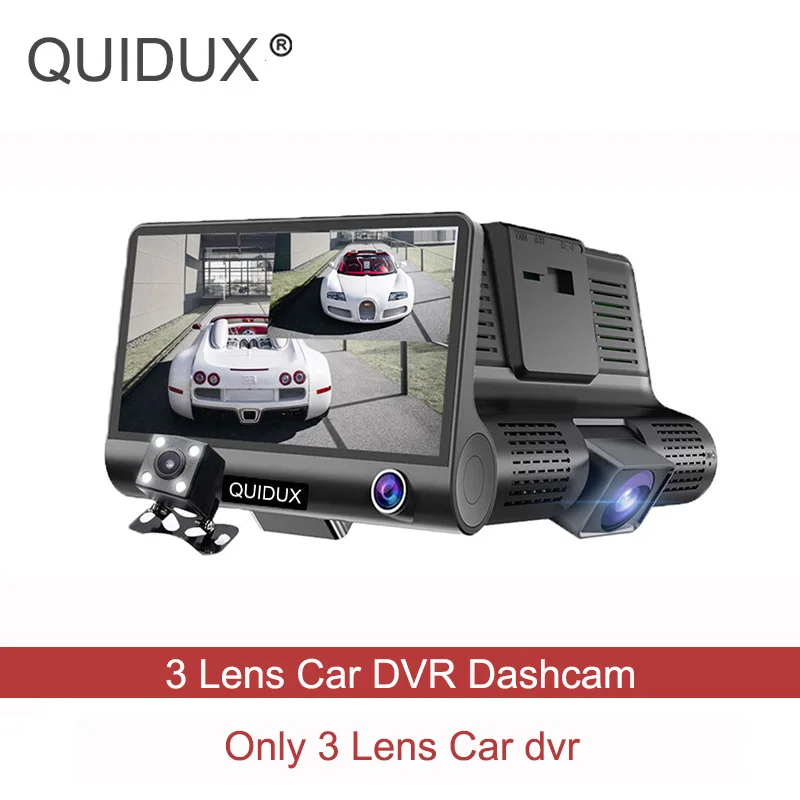 only dvr QUIDUX 4,0 дюймов Автомобильный видеорегистратор Камера регистратор радар детектор+ gps 3 в 1 Автомобильный детектор Dash Cam 3 линзы анти радар детектор Ночного Видения - Название цвета: only dvr