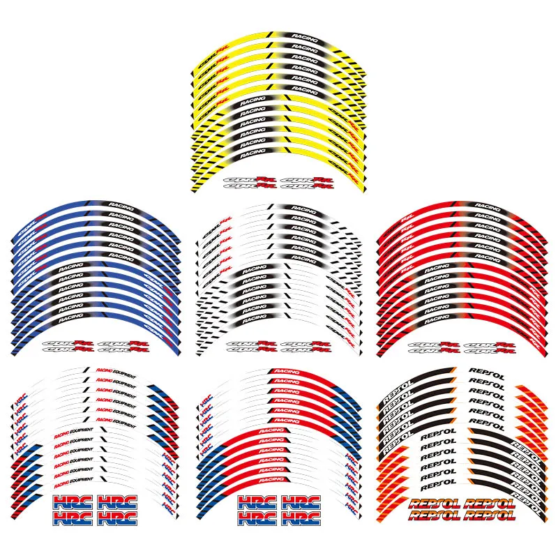 

12 X Thick Edge Outer Rim Sticker Stripe Wheel Decals FIT all HONDA REPSOL HRC CBR250RR CBR400RR CBR600RR CBR1000RR