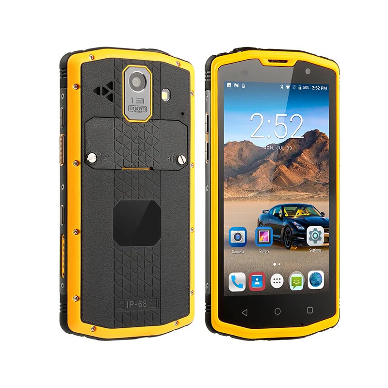 Black and Yellow UNIWA S962B 5,0 4G Смартфон Две sim-карты 5100mAh Android 7,0 мобильный телефон UHF PTT IP68 водонепроницаемый мобильный телефон NFC рация - Цвет: Black and Yellow
