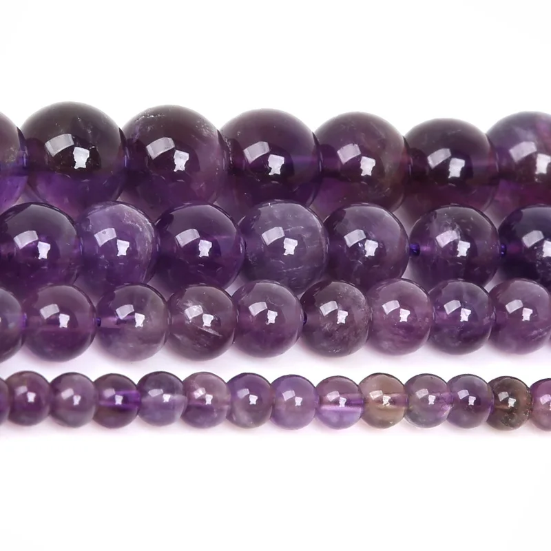NiceBeads 4 6 8 10 мм фиолетовые бусины из натурального камня незакрепленные сделай сам