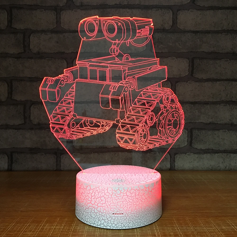 Робот tank3D ночник креативная Иллюзия 3d лампа LED 7 цветов меняющая Настольная для