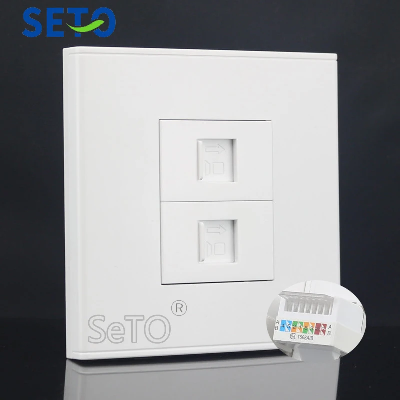 SeTo 86 Тип Двойной RJ45 Cat5e сеть Ethernet LAN панель розетки настенная пластина розетка