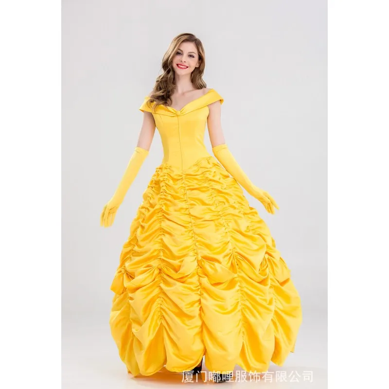 JESDEVICO Хэллоуин взрослая Красавица и Чудовище колокольчик костюм принцессы Белль