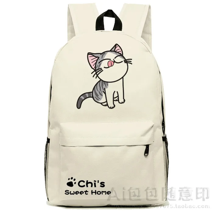 Cartoo аниме Чи сладкий дом cos Чи милый кот Печать Ткань Оксфорд shoulderbag рюкзаки для колледжа бежевый и черный рюкзаки