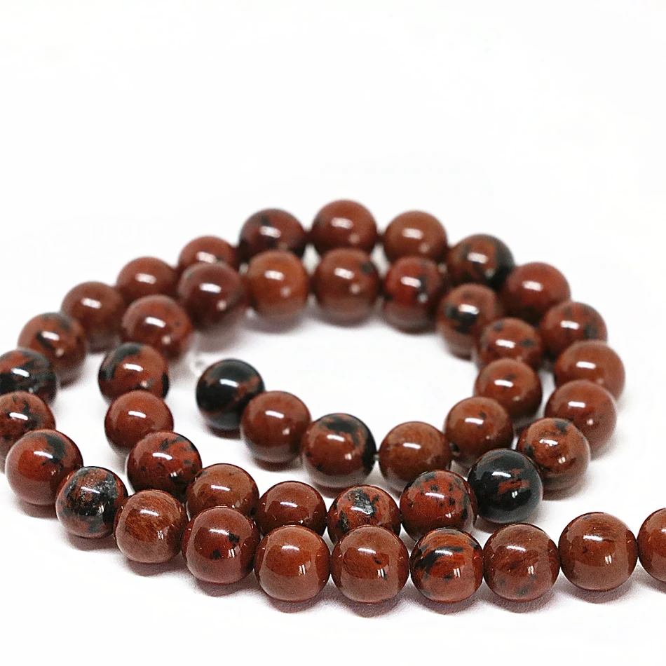 Новая мода натуральный золотой цвет красное дерево обсидиан камень круглые