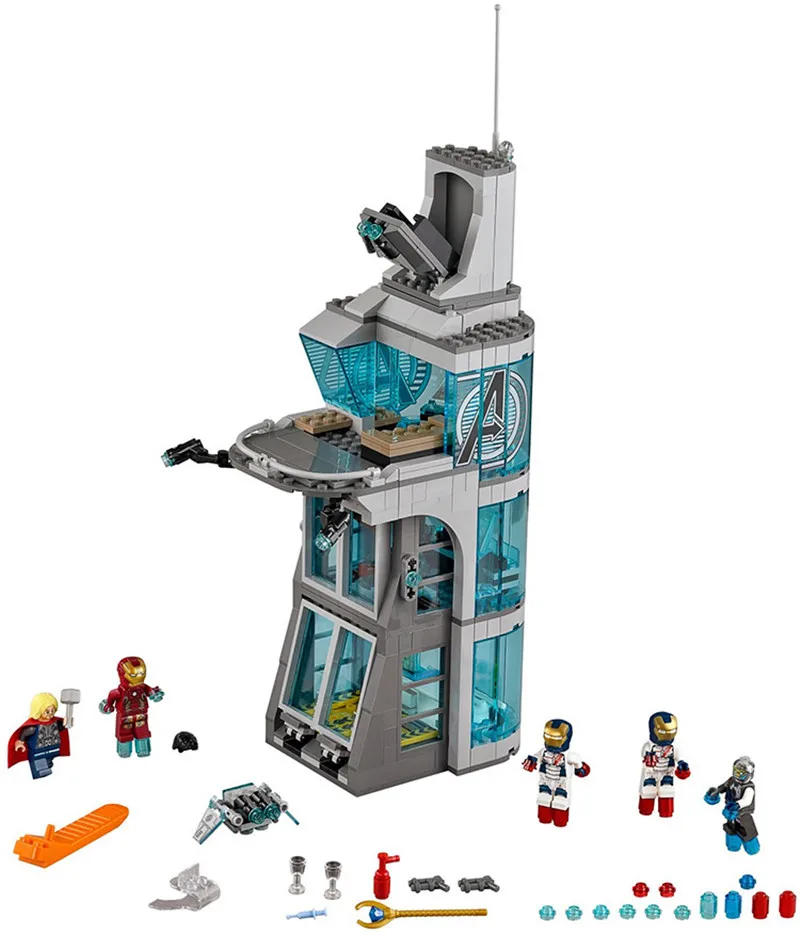 Новые Супергерои Железный человек атака Мстители башня Fit Legoings Фигурки Marvel Age Ultron
