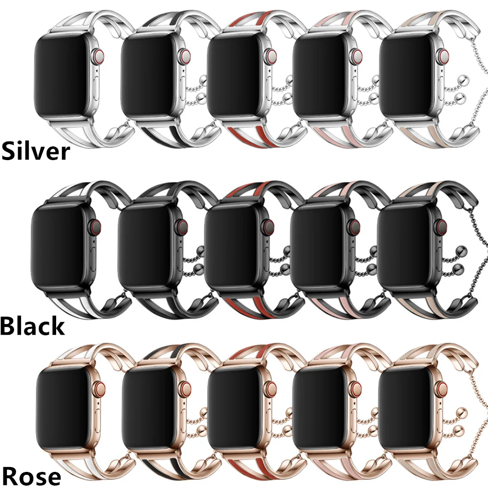 Ремешок из нержавеющей стали для Apple watch band 40 мм 44 металлический браслет iWatch 38 42
