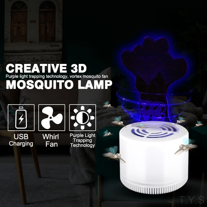 3D УФ москитный убийца наружный светильник ночного освещения USB СВЕТОДИОДНЫЙ