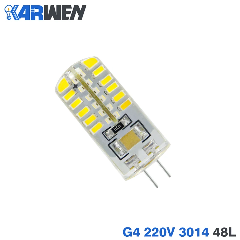 KARWEN 20 шт. G4 G9 светодиодный лампочка DC 12 В AC 220 В SMD3014 2835 3 Вт 5 Вт 7 Вт 9 Вт галогенный светильник 360 Угол луча G4 Рождественский светодиодный светильник - Испускаемый цвет: 220V 3014 48Leds