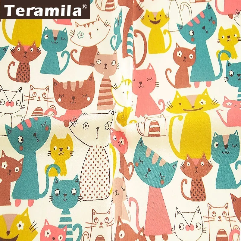 Teramila 100% хлопок саржевая Ткань Белый тела швейный материал Patchwrok DIY мультфильм