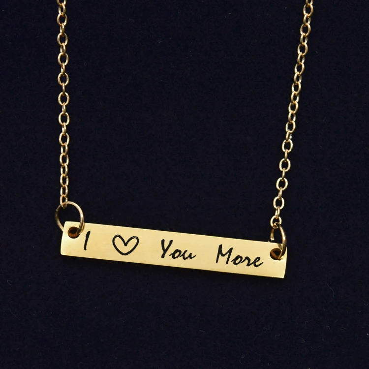 I love you more bar pendant necklace stainless steel link chain collares summer style gifts for women | Украшения и аксессуары
