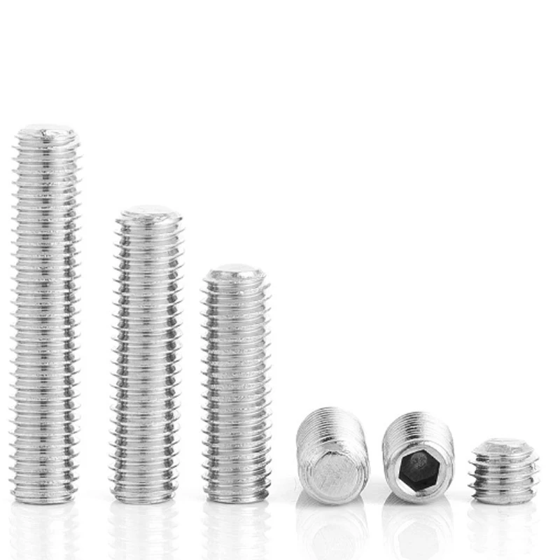 

20pcs DIN913 M3 M4 M5 12-40mm 304 Stainless Steel A2 Metric Thread Grub Screws Flat end Point Hexagon Socket Headless Set Screw