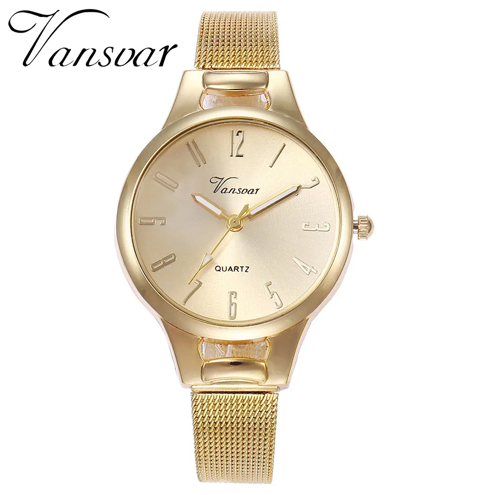 Часы vansvar женские часы Роскошные Кварцевые нержавеющая сталь ремешок Newv