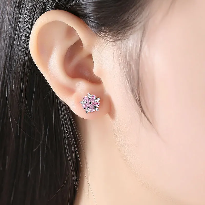 KASIYU S925 silver sakura love ear studs female temperament Korean personality red earrings simple mini | Украшения и аксессуары