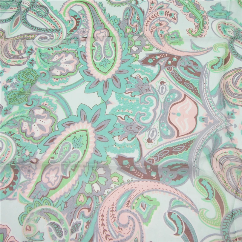 Шелковый шарф женский хиджаб летний Пейсли зеленая шаль из вискозы тонкий