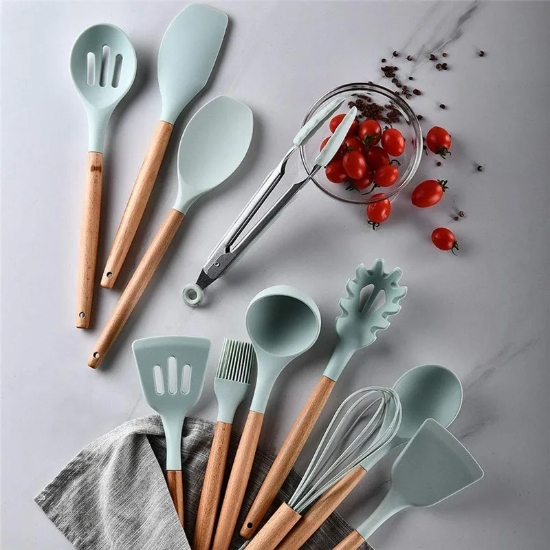 utensilio de cozinha 11/12-itens, kit cozinha, silicone, utencilios para cozinha frete gratis,ferramentas de cozinha,utensilhos de cozinha,conjunto cozinha acessórios, alça de madeira,espátula colher, concha, pinça c