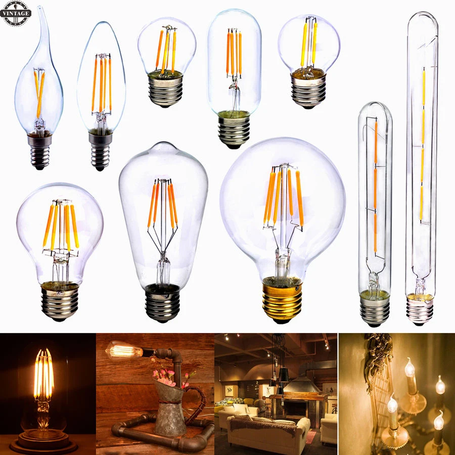 LightInBox E27 2W 4W 6W 8W COB светодиодный Винтаж Ретро лампа Эдисона накаливания