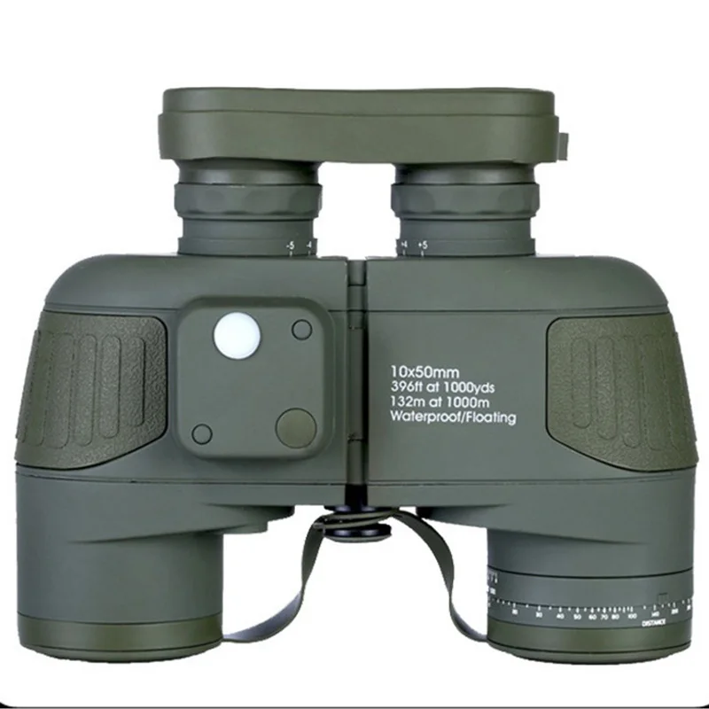 Dark Green 10x50 Военный компас открытый водонепроницаемый ночного видения Телескопы бинокль походный бронирующий Портативный Кемпинг охотничья оптика - Цвет: Dark Green