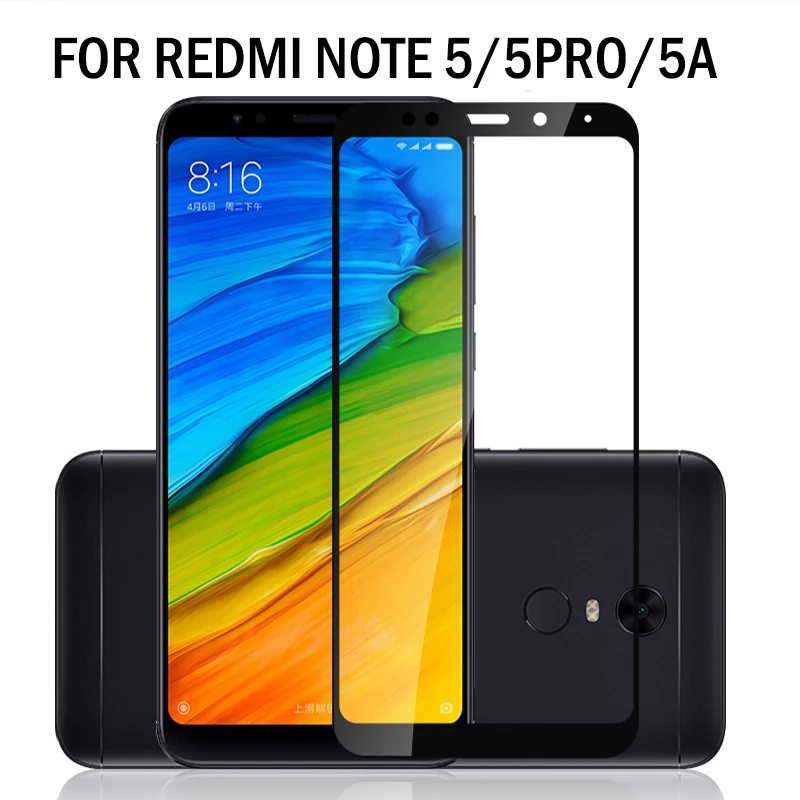 Полностью покрывающее закаленное Стекло на для Xiaomi Redmi Note 5 Pro чехол телефона