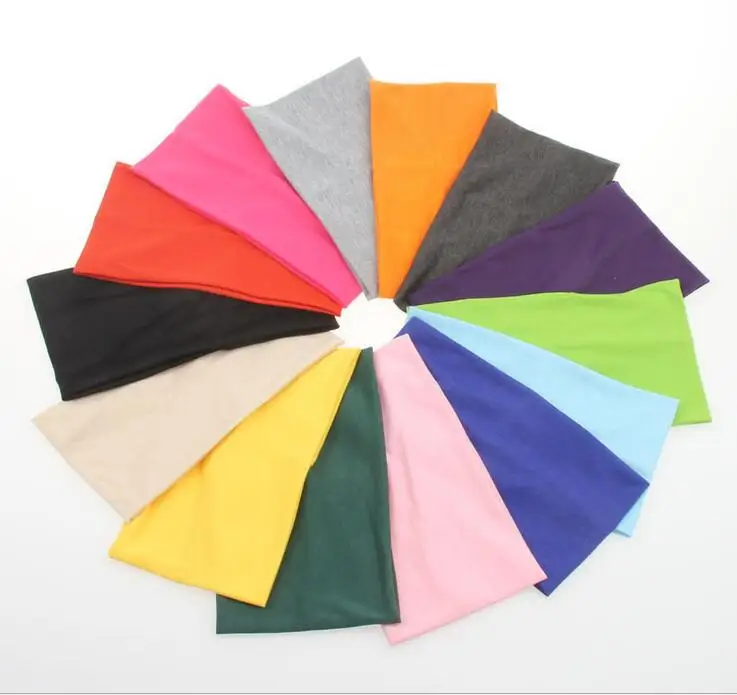 Женская эластичная повязка для волос однотонная хлопковая на голову йоги ярких