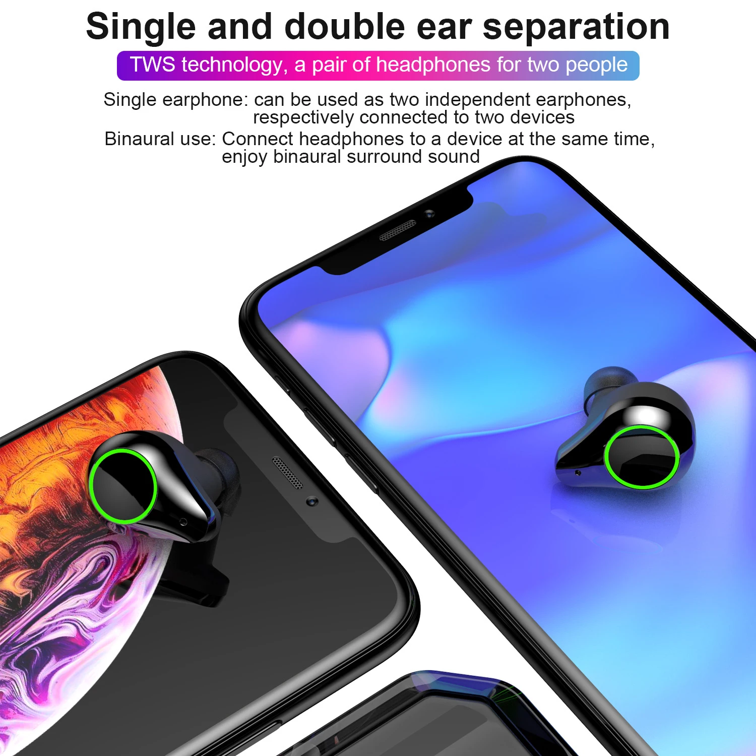 TWS T9 IPX7 Waterproof Bluetooth 5.0 Earphones Binaural True Wireless Earbuds 7000mAh Noise Cancelling Headphones 7h Music Play