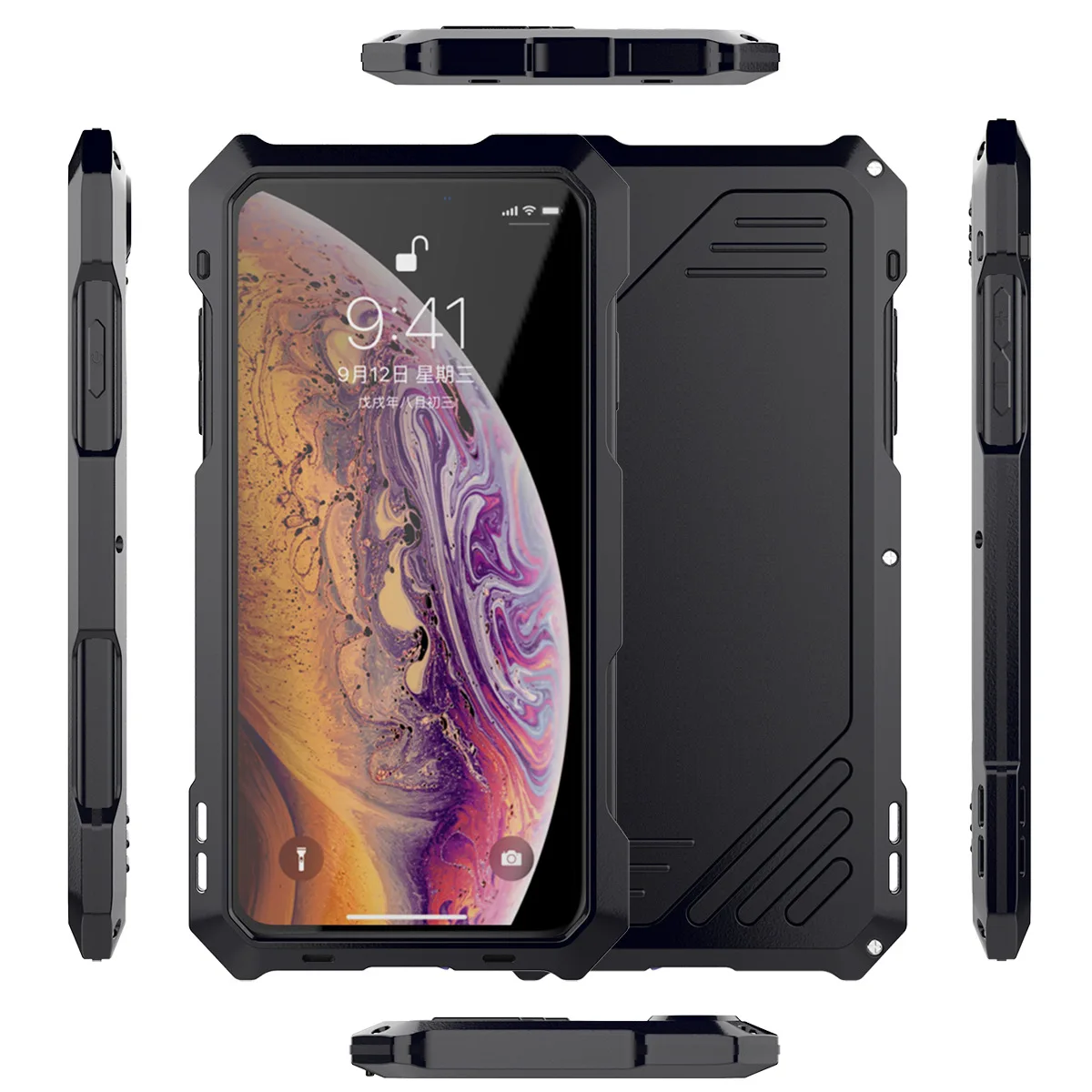 Металлический противоударный чехол для iPhone XS Max XR бампер из алюминиевого сплава для iPhone X с макро широкоугольным объективом рыбий глаз