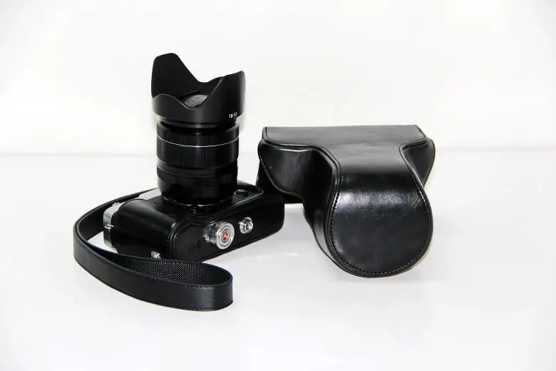 Чехол для камеры из искусственной кожи для Fujifilm Fuji Finepix X-E1 XE1 X-E2 XE2 18-55 мм, 3 цвета, черный, коричневый, кофейный - Цвет: Черный