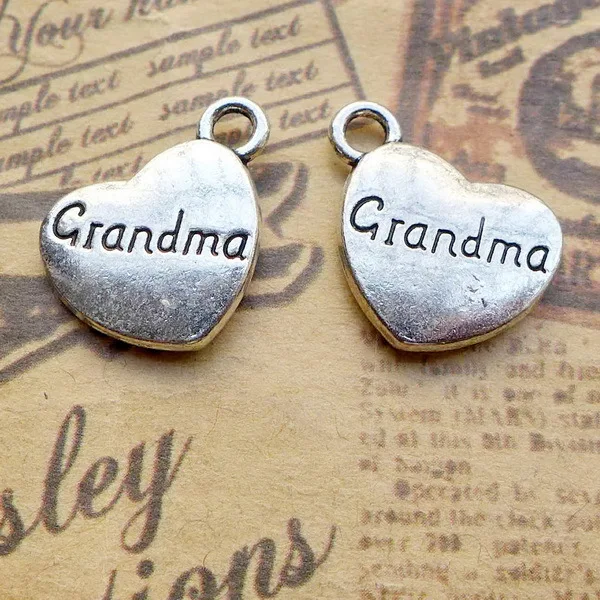 

100pcs Charm grandma lettering pendant18*15mm Antique silver Handmade Jewelry Making DIY Supplies European Alloy accessories Hot