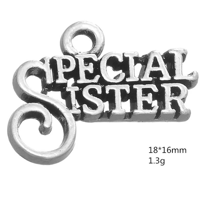 50 шт сплав Древний серебряный специальная сестра ожерелье с подвесками