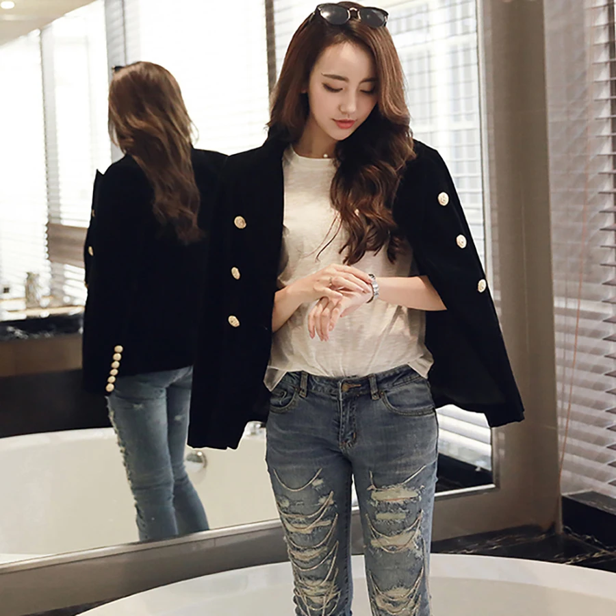 Primavera Блейзер Mujer Elegante Куадрос двубортный бархатный офисная одежда корейский