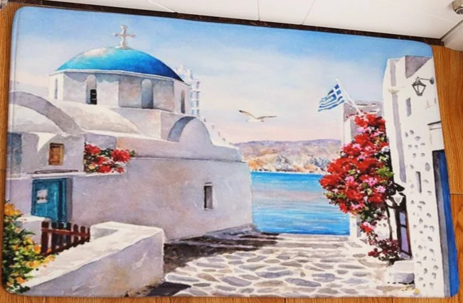 CAMMITEVER сине белый городской моющийся коврик SIDI BOU|mat mat|blue bedroom rugsrug white |