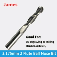 huhao 3 175mm shk ballnose two flutes spiral end mills round bottomed double flutes milling cutter spiral pvc cutter