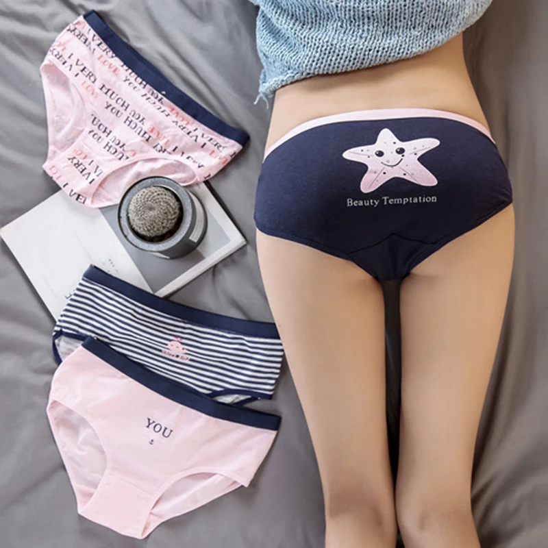 

Korean Ins Starfish Panties Briefs Female Girl Underpants Women Ladies Panties Underwear Sexy Lingerie 1PC Letter Casual Cotton