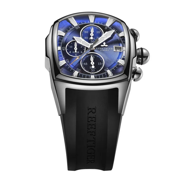 Reef Tiger RGA3069-T мужские многофункциональные кварцевые наручные часы с защитой от воды, хронограф, светящийся-черный