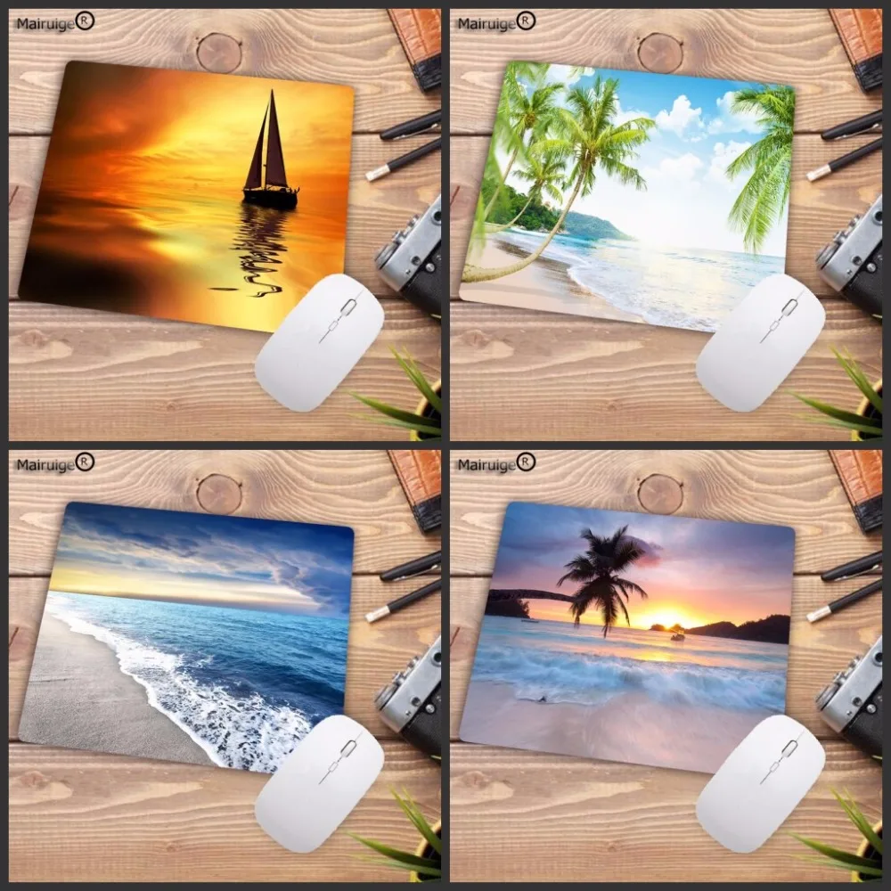 

Mairuige Your Own Mats beach scenery Customized MousePads Computer Laptop Anime Mouse Mat Size 25x29cm 18x22cm Rubber Mousemats