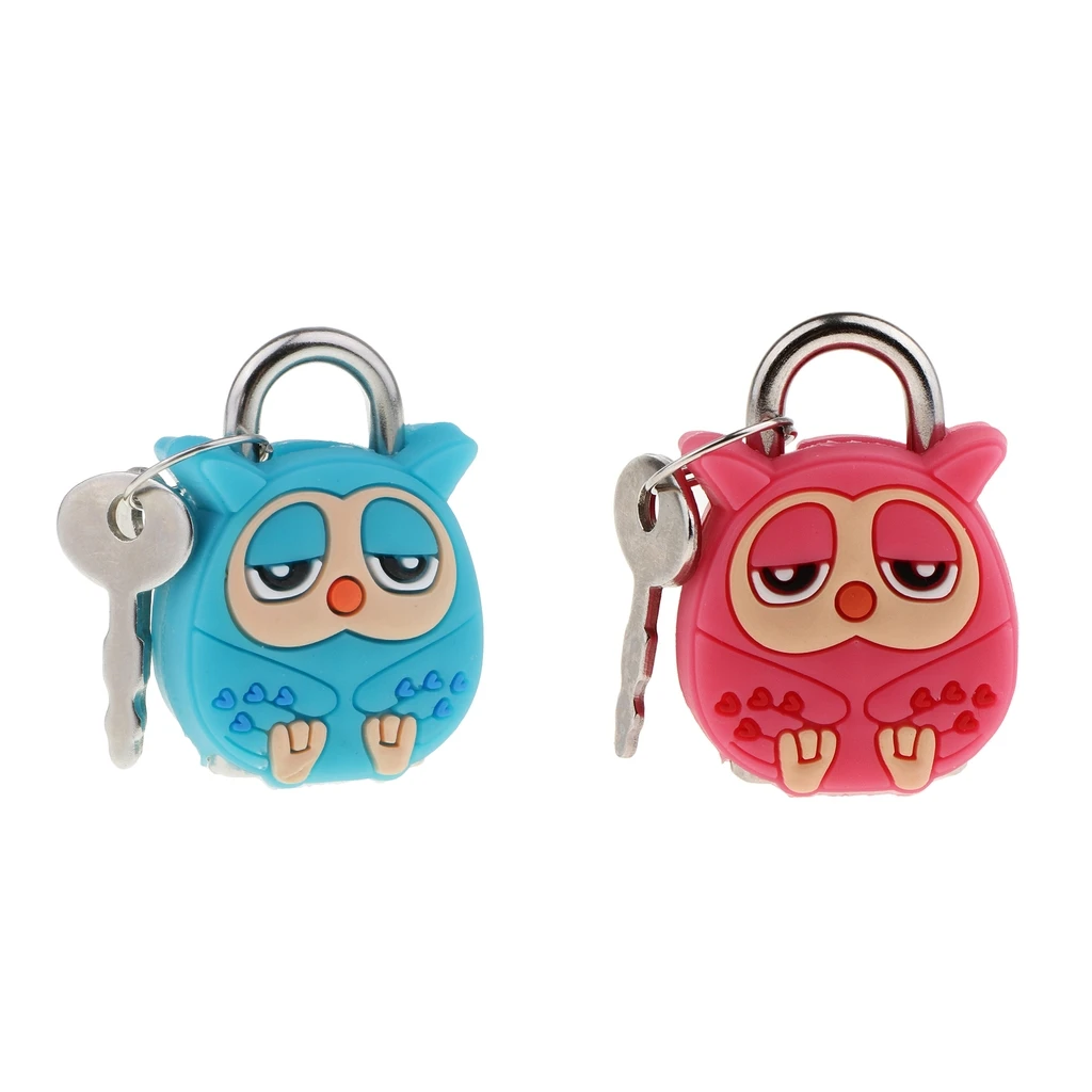 

2 Set Lovely Owl Animals Mini Padlock Security Lock With Key Pink & Green Color 35 x 25 x 13 mm / 1.38 x 0.98 x 0.5 inch