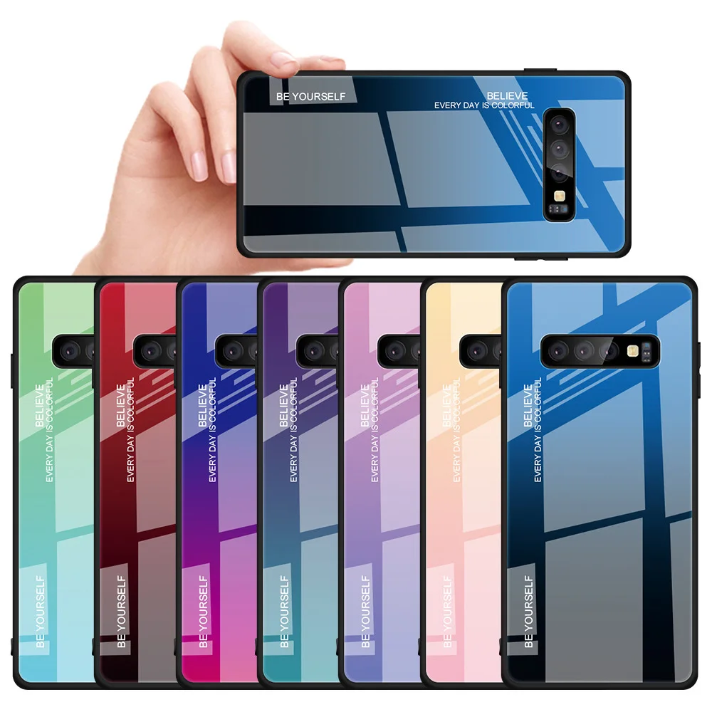 JONSNOW Радужный градиентный чехол для samsung S10 S10e S10 Plus закаленное Стекло задняя крышка для samsung S8 S9 Plus Note 8 9 чехол для телефона Capa