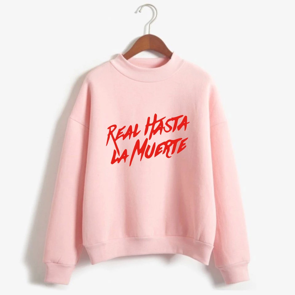 

Real hasta la muerte 2019 The New Korean High collar sweatshirt Fashion Streetwear Printing Sweatshirt Popular Harajuku Hipster