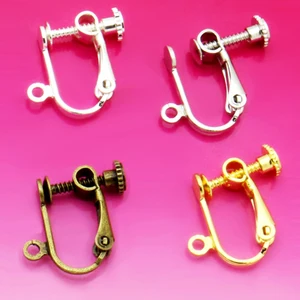 10 шт., латунный винт, зажим для ушей, не пирсинг, конвертер серег с петлей, пластиковые сережки, сережки, фурнитура для ювелирных изделий