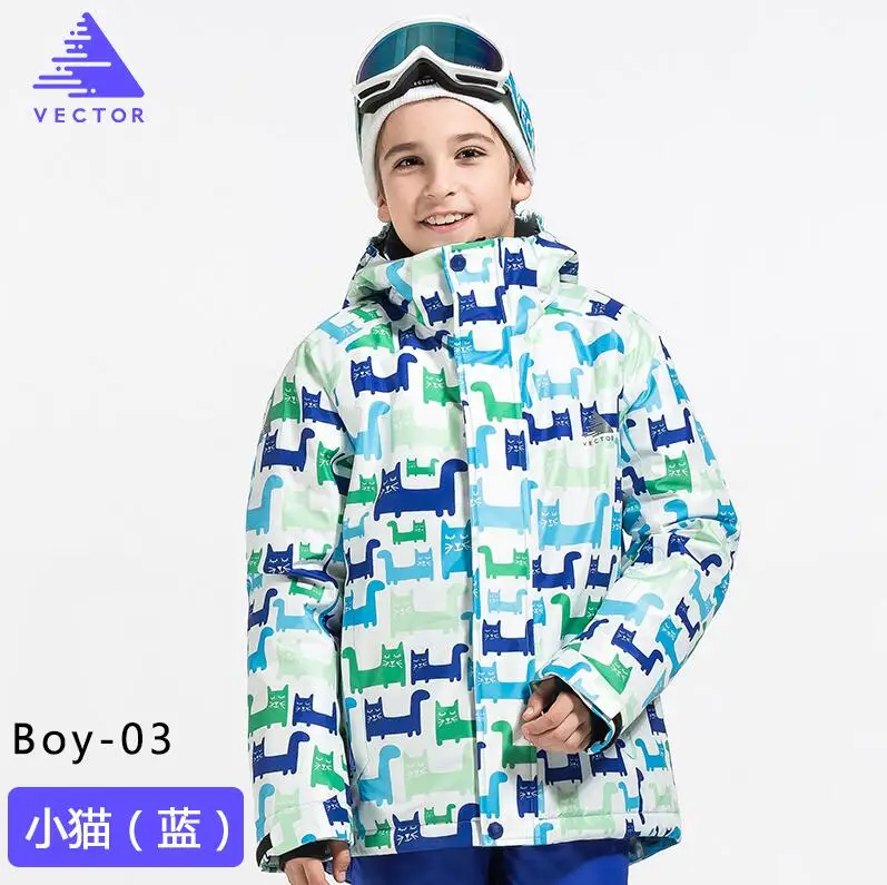 Boy 03 Векторная теплая зимняя детская Лыжная куртка для мальчиков и девочек, куртки для катания на лыжах и сноуборде, Детские ветрозащитные водонепроницаемые уличные зимние пальто для детей - Цвет: Boy 03