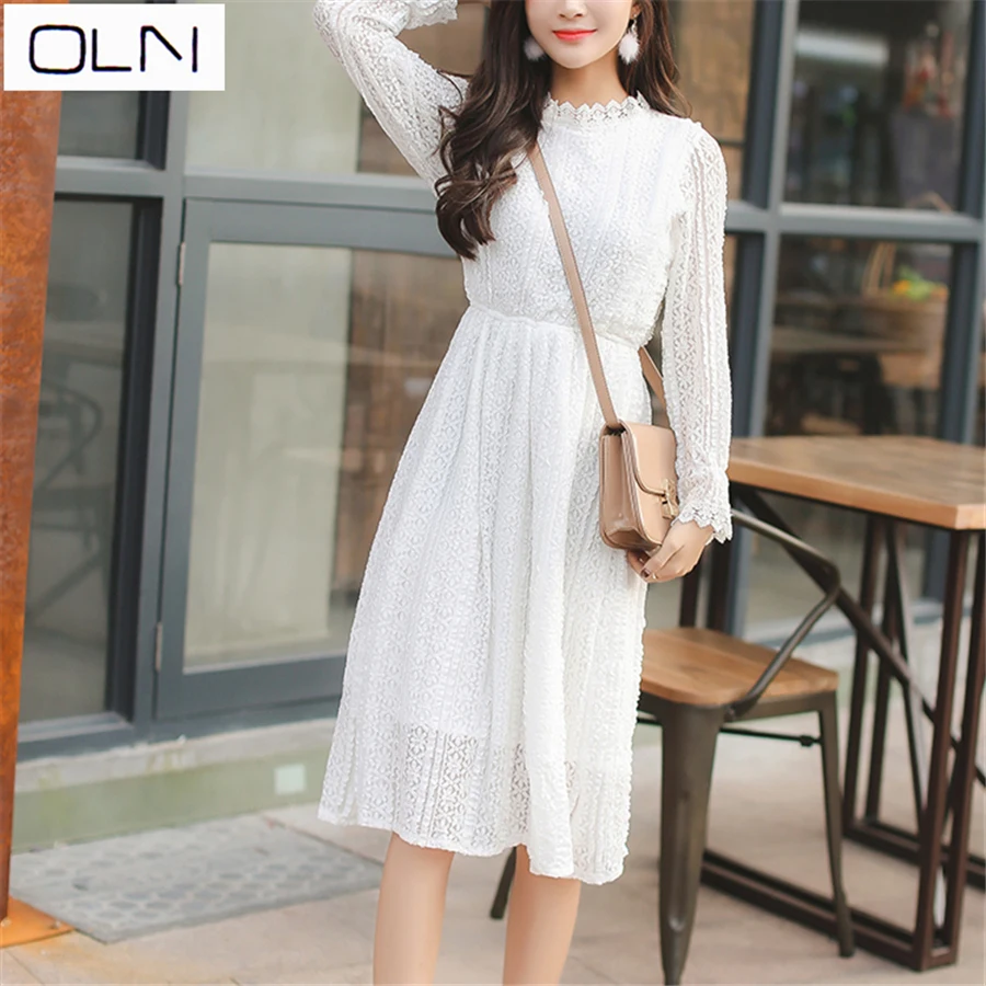 Платье Vestidos корейское летнее Новое поступление кружевное Сетчатое женское