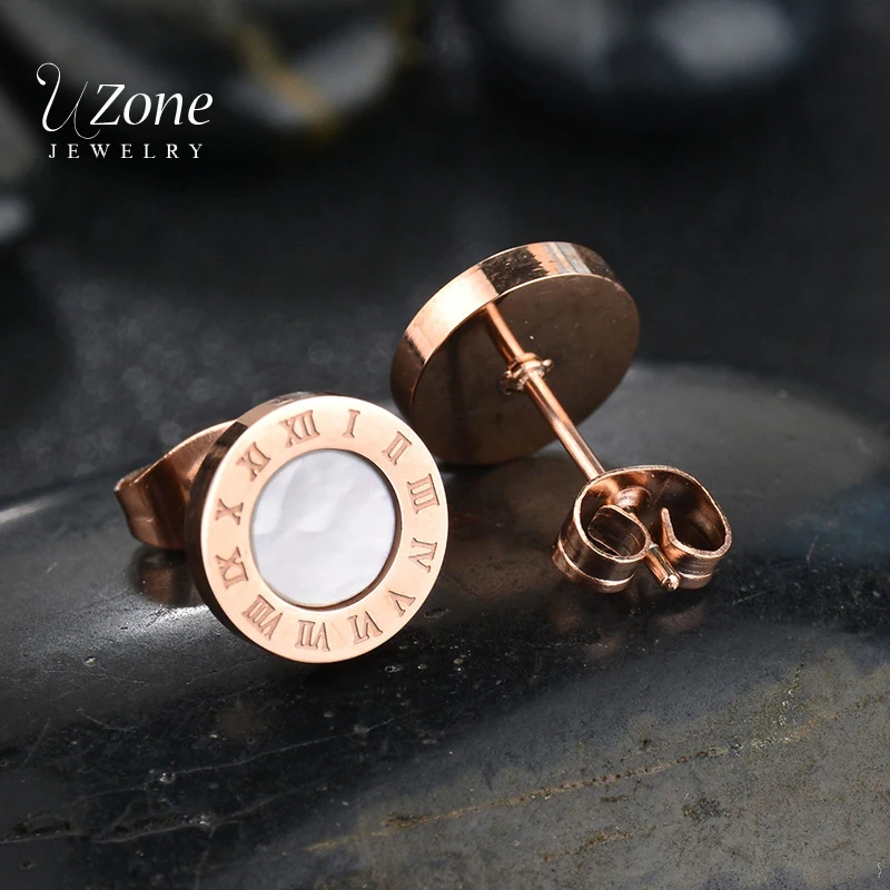 Rose Gold Color Shell Resin 316L Stainless Steel Stud Earrings For Women Classic Luxury Jewelry Wedding Gift Bijoux | Украшения и