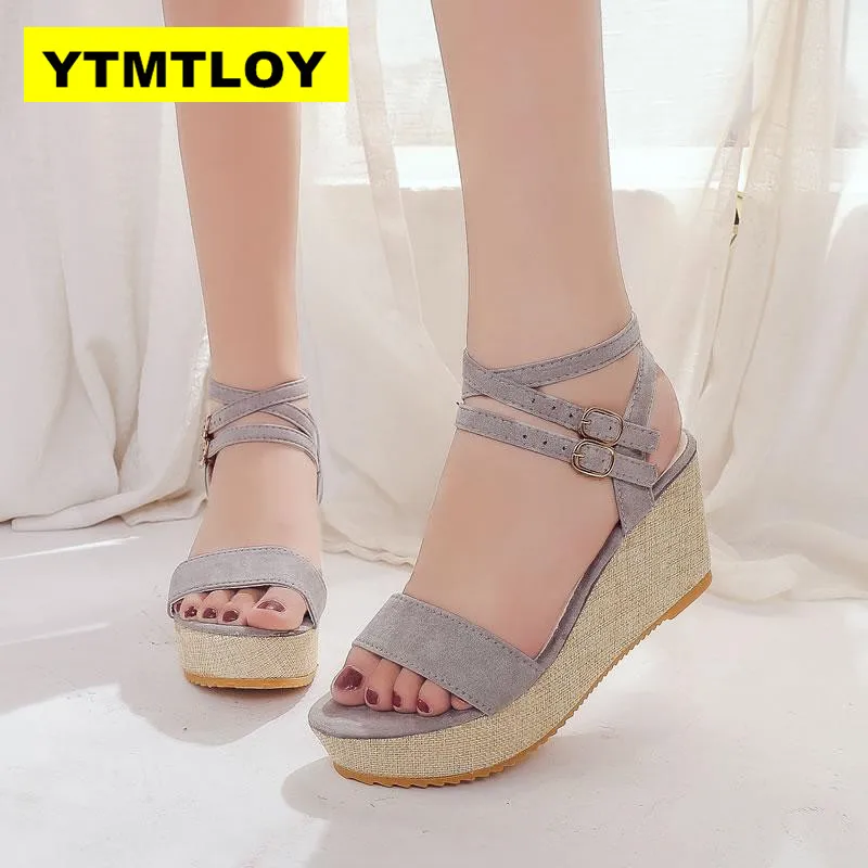 2019 женские летние сандалии на платформе туфли с широко открытым носком
