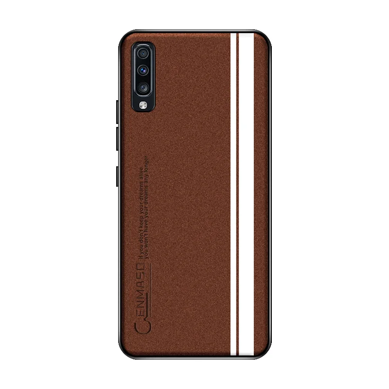 Brown Чехол для samsung A50, роскошный кожаный силиконовый мягкий защитный чехол для samsung Galaxy A30 A50 A70, противоударный чехол - Цвет: Brown
